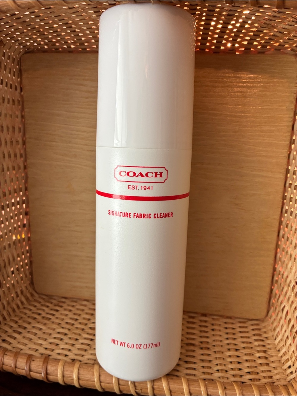 Coach Signature Fabric Cleaner – White with Red Accents